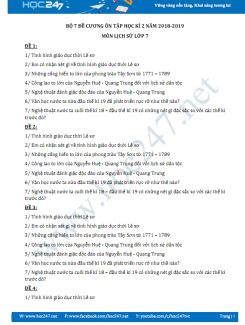 Bộ đề cương ôn tập học kì 2 năm 2018-2019 môn Lịch sử lớp 7
