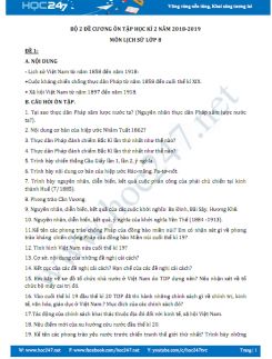 Bộ đề cương ôn tập học kì 2 năm 2018-2019 môn Lịch sử lớp 8