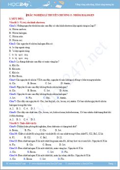 Trắc nghiệm lý thuyết Hóa 10 chương 5 - Đề cương ôn tập HK2 năm 2019
