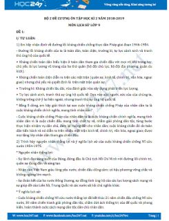 Bộ đề cương ôn tập học kì 2 năm 2018-2019 môn Lịch sử lớp 9