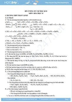 Bộ Đề cương ôn tập HK2 môn Hóa 10 năm 2019