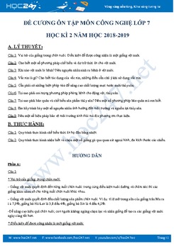 Đề cương ôn tập môn Công Nghệ lớp 7 Học kì 2 năm học 2018- 2019
