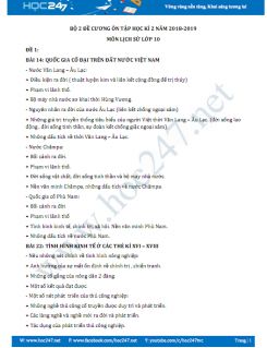 Bộ đề cương ôn tập học kì 2 năm 2018-2019 môn Lịch sử lớp 10