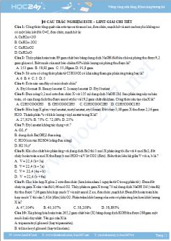 40 Câu trắc nghiệm Este - Lipit - Ôn thi THPT QG môn Hóa 2019