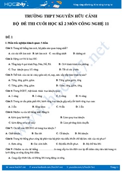 Bộ 4 đề kiểm tra cuối Học kì 2 môn Công Nghệ 11 có đáp án chi tiết
