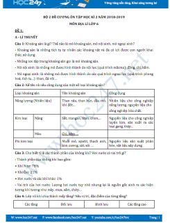 Bộ đề cương ôn tập học kì 2 năm 2018-2019 môn Địa lý lớp 6