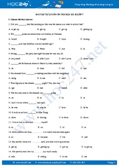 Bài tập ôn thi HK2 Tiếng Anh lớp 7 năm 2019