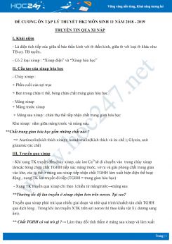 Đề cương ôn tập lý thuyết HK2 môn Sinh 11 năm 2018 - 2019