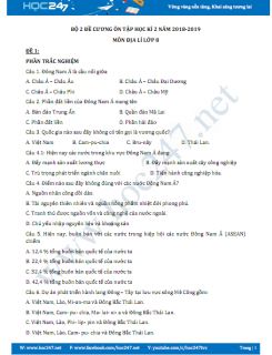 Bộ đề cương ôn tập học kì 2 năm 2018-2019 môn Địa lý lớp 8