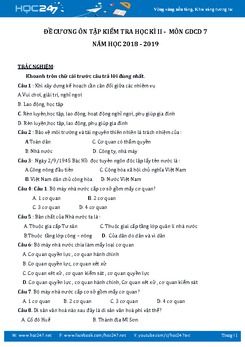 Đề cương ôn thi HK2 môn GDCD lớp 7 năm 2018-2019