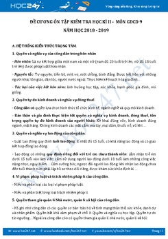 Đề cương ôn thi HK2 môn GDCD lớp 9 năm 2018-2019