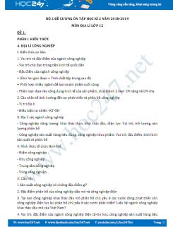 Bộ đề cương ôn tập học kì 2 năm 2018-2019 môn Địa lý lớp 10
