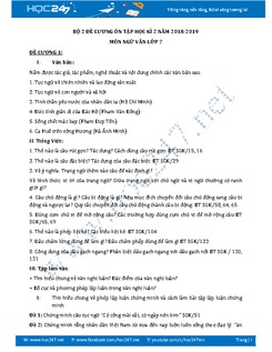 Bộ đề cương ôn tập học kì 2 năm 2018-2019 môn Ngữ văn lớp 7