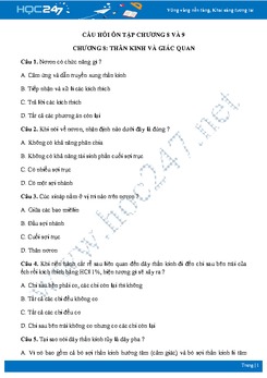 Câu hỏi ôn tập Sinh 8 năm 2019-Chương 8 và 9
