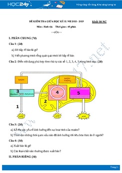 2 Đề kiểm tra giữa HK2 môn Sinh lớp 10 năm 2019-Trường THPT Gia Định