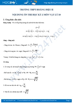 Đề cương ôn thi Học kì 2 môn Vật lý 10 năm 2019 trường THPT Hoàng Diệu 2