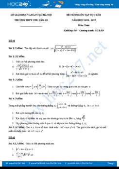 Đề cương ôn tập thi HK2 môn Toán 10 Trường THPT Chu Văn An - Hà Nội năm học 2018 - 2019