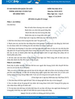 Đề kiểm tra HK2 môn Ngữ văn lớp 9 năm 2018-2019, PGD&ĐT Quận Cầu Giấy