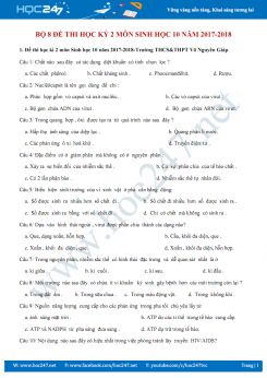 Bộ 8 đề thi hk2 môn Sinh học 10 năm 2017-2018