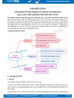 Cảm nhận về tâm trạng của người tù cộng sản qua 4 câu thơ cuối bài thơ Khi con tu hú