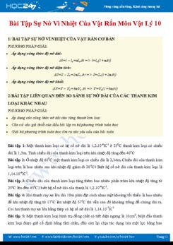 Phương pháp giải bài tập Sự nở vì nhiệt của vật rắn cơ bản môn Vật lý 10