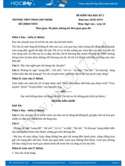 Đề kiểm tra HK2 môn Ngữ văn lớp 10 năm 2018-2019, Trường THPT Phan Chu Trinh