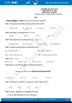 Bộ 2 đề thi HK2 môn Toán 8 năm 2018 - 2019 có đáp án chi tiết