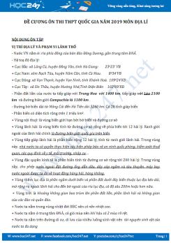 Đề cương ôn thi THPT Quốc gia năm 2019 môn Địa lí