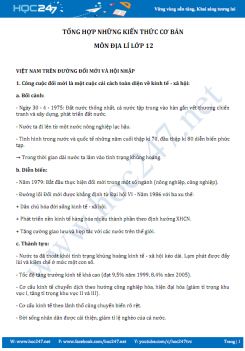 Tổng hợp kiến thức cơ bản môn Địa lí lớp 12