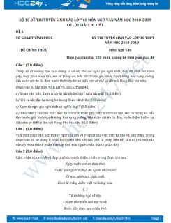 Bộ 10 đề thi tuyển sinh vào lớp 10 môn Ngữ văn năm học 2018-2019 có lời giải chi tiết