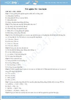Trắc nghiệm Oxi - Lưu huỳnh