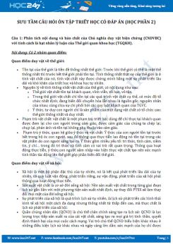 Sưu tầm câu hỏi ôn tập Triết học có đáp án (Học phần 2)