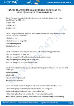 135 Câu trắc nghiệm môn Đường lối cách mạng của Đảng Cộng Sản Việt Nam có đáp án