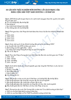 60 Câu hỏi trắc nghiệm môn Đường lối cách mạng của ĐCSVN có đáp án - Chương 1