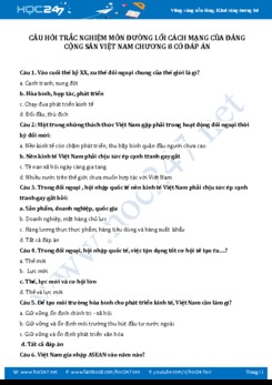 Câu hỏi trắc nghiệm môn Đường lối cách mạng của ĐCSVN có đáp án - Chương 8