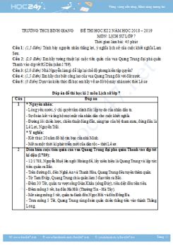 Đề thi HK2 môn Lịch Sử 7 - Trường THCS Bình Giang năm 2019