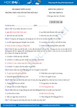 Đề thi HK2 môn GDCD 10 năm 2019 Trường THPT Huỳnh Mẫn Đạt - Kiên Giang