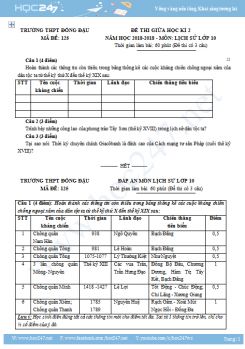 Đề thi giữa HK2 môn Lịch Sử 10 năm 2019 - Trường THPT Đồng Đậu
