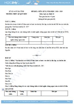 Đề thi giữa HK2 môn Lịch Sử 10 năm 2019 - Trường THPT Lê Quý Đôn