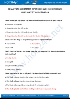82 Câu trắc nghiệm môn Đường lối cách mạng của ĐCSVN có đáp án