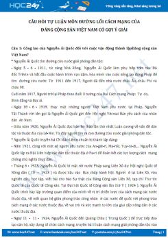 Câu hỏi tự luận môn Đường lối cách mạng của ĐCSVN có gợi ý giải