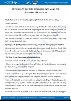 Đề cương ôn tập môn Đường lối cách mạng của ĐCSVN