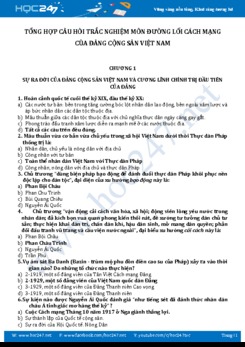 Tổng hợp câu hỏi trắc nghiệm môn Đường lối cách mạng của ĐCSVN