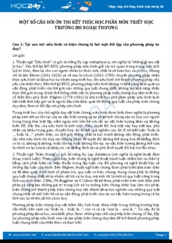 Một số câu hỏi ôn thi môn Triết học có gợi ý giải - ĐH Ngoại Thương