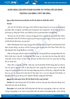 Ngân hàng câu hỏi và đáp án môn Tư tưởng Hồ Chí Minh - CĐ TDTT Đà Nẵng