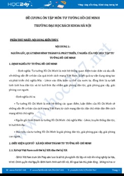 Đề cương ôn tập môn Tư tưởng Hồ Chí Minh - ĐH Bách Khoa Hà Nội