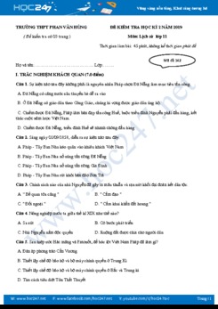 Đề thi HK2 môn Lịch Sử 11 năm 2019 - Trường THPT Phan Văn Hùng