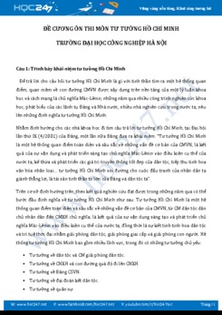 Đề cương ôn thi môn Tư tưởng Hồ Chí Minh có đáp án - ĐH Công Nghiệp Hà Nội