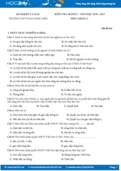 Đề thi giữa HK2 môn GDCD lớp 11 năm 2019 Trường THPT Phan Ngọc Hiển