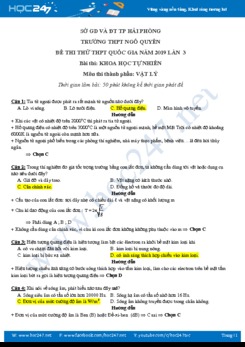 Giải chi tiết Đề thi thử THPT QG 2019 môn Vật lý lần 3 trường THPT Ngô Quyền- Hải Phòng